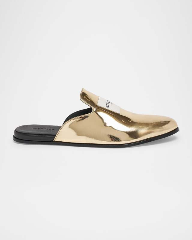 Logo Label Mirror Leather Mules